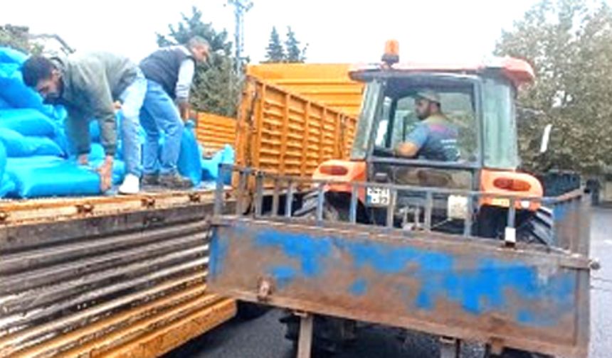 Silivri'de vatandaşa tritikale yem dağıtımı